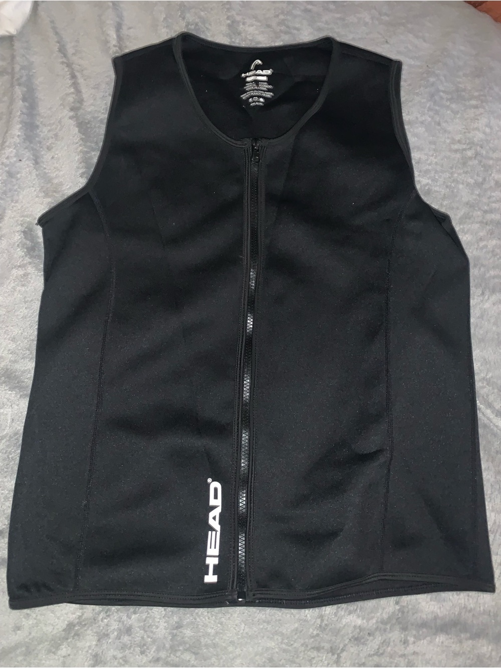HEAD Black Front-Zip fitness Performance Vest with White Logo Mens medium